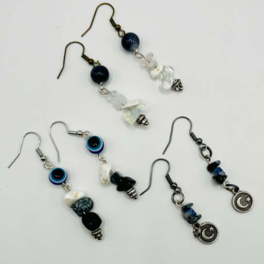 Set 10: 3pc Handmade Earring Set - #10 Boho Protection Crystal Trio